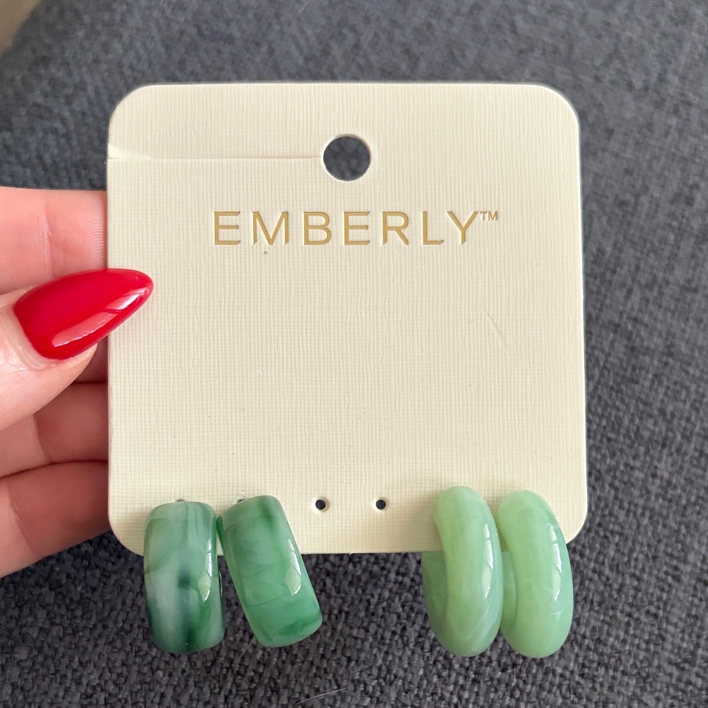 Green Hoop Earrings